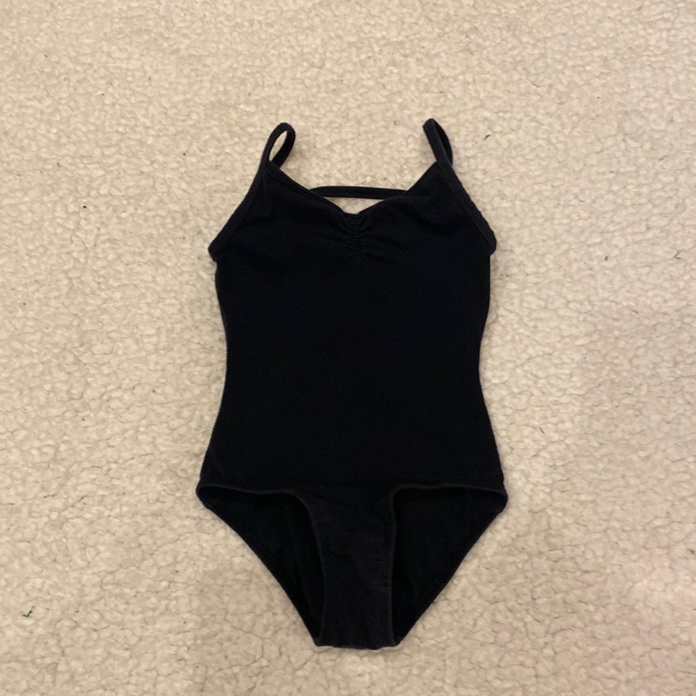 Freestyle gymnastics leotard in black with rhinestone detail on back